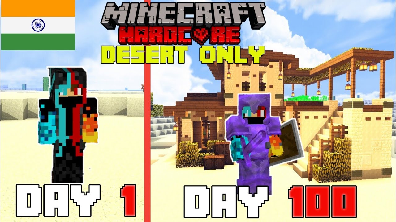 I Survived 100 Days In DESERT ONLY WORLD In HARDCORE MINECRAFT In Hindi ...
