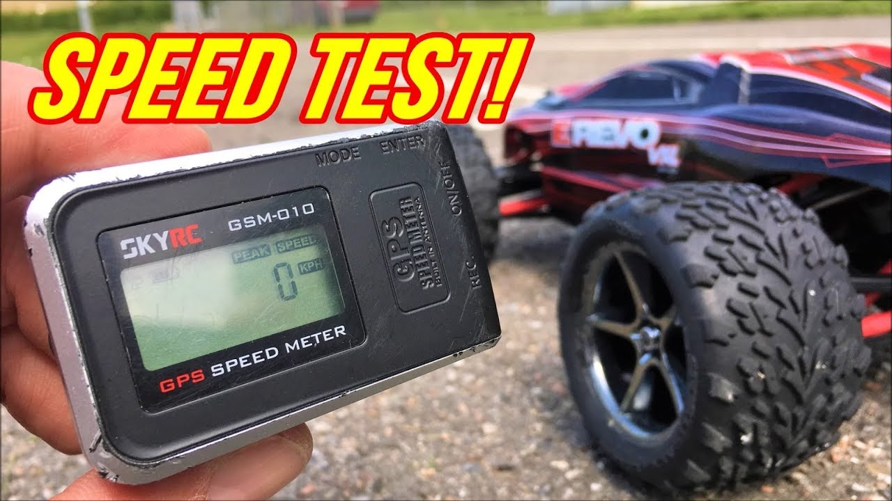 TRAXXAS Mini E-REVO 1/16 VXL Brushless GPS Speed Test! 50+ kmph/30+ mph? On vs Off Road Top - YouTube