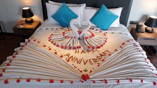 beautiful bed decoration||towel folding Art||romantic bed decoration#RB LOVE#viral#youtubevideo