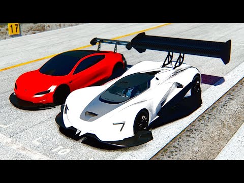 SRT Tomahawak GTR vs Tesla Roadster GTR at 24 Km Drag Race
