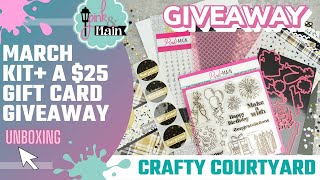 GIFT CARD GIVEAWAY | Pink & Main March 2022 Crafty Courtyard Black Tie Unboxing + Card Samples