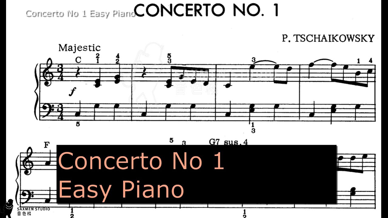 Concerto No 1 Easy Piano sheet Tchaikovsky - YouTube