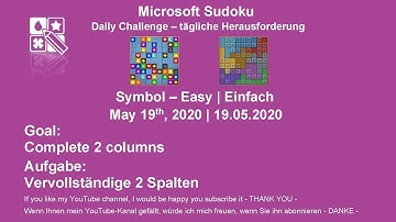 Microsoft Sudoku | May 20, 2020 | Symbol - Easy | Complete 2 columns