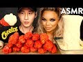 ASMR HOT CHEETOS CHICKEN WINGS & STRETCHY CHEESE with TRISHA PAYTAS (No Talking) MUKBANG | Zach Choi