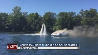 Man uses flyboard to extinguish boat fire in Minnesota