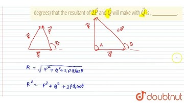 The sum of two forces vecP and vecQ is vecR such that |vecR|=|vecP|. The angle theta (in degrees...