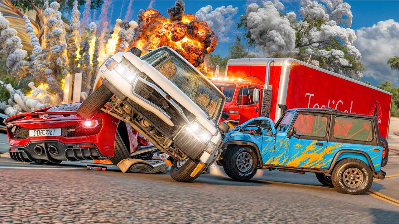 No Brakes Realistic Crash on Highway in BeamNG Drive!