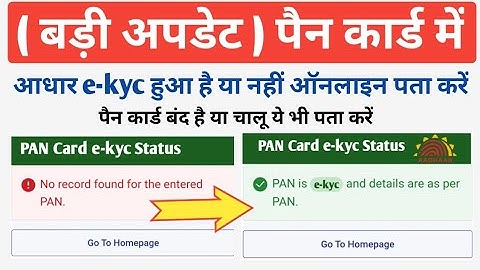 PAN Card Aadhar e-KYC Status Check Online | PAN Card Active in-Active Status Check | Pan Aadhar Link