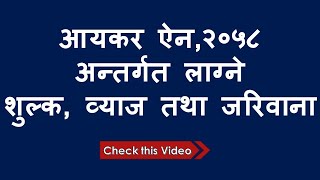 Income Tax Act, 2058-Interest, Charges & Penalty|आयकर ऐन, २०५८- शुल्क, व्याज तथा जरिवाना