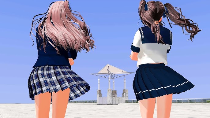 パンチラ防止　女子高生 4K推進ダンス（4K dance）COM3D2「Charm in Love」ガチJK制服パンチラ対策なし high school girls  windy upskirt - YouTube