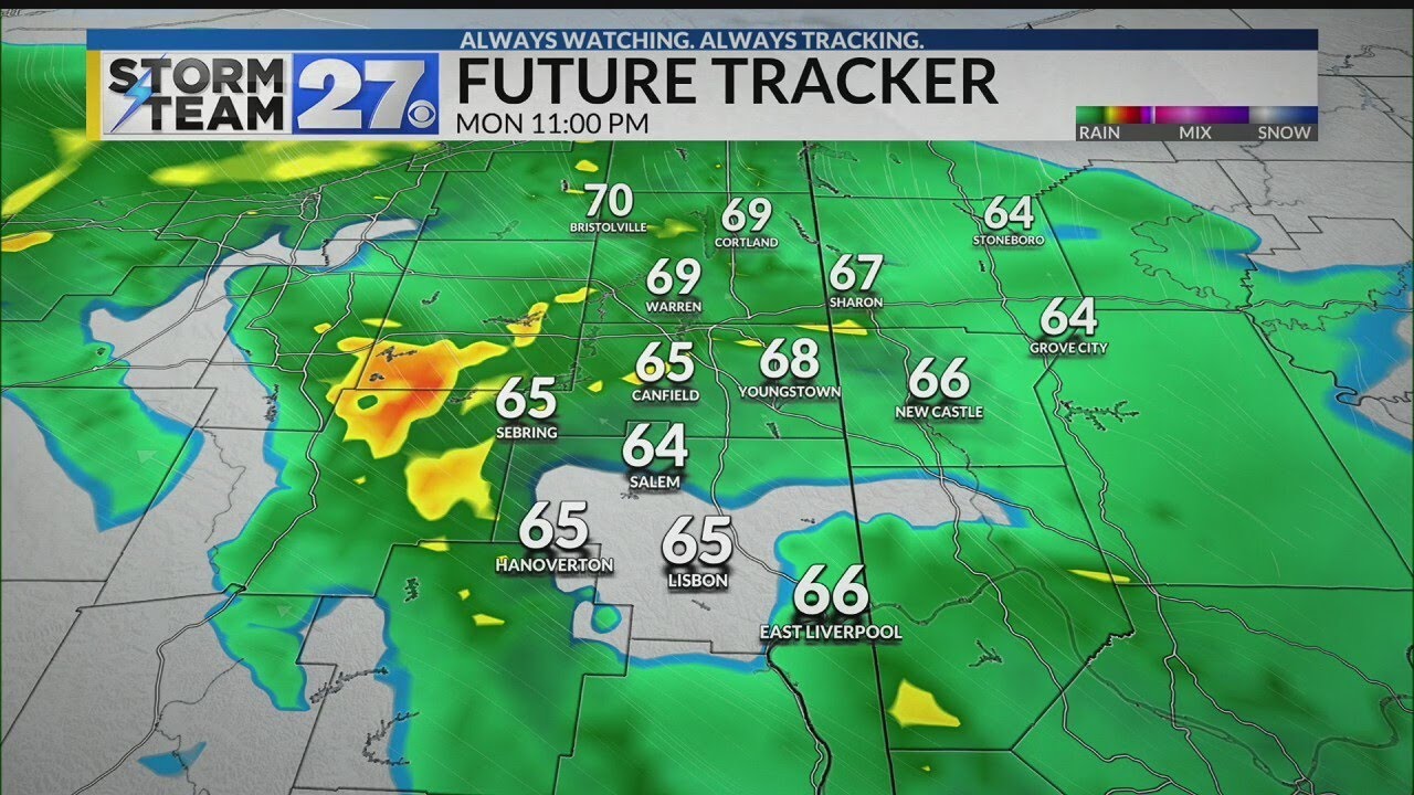 Rain showers with a chance for a thunderstorm Tuesday - YouTube