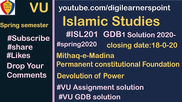 ISL201 GDB 1 solution 2020-Spring Semester-VU-Islamic Studies