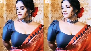 Saranya Shani Photoshoot In Blue Blouse