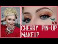 maquillage  pin up rouge cerise / cherry makeup red liner and lips / cherry babydoll