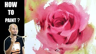 5 минут Как нарисовать Красную розу №3 # Акварельная живопись | шаг за шагом | Урок акварели