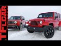 2015 Jeep Renegade Trailhawk vs Wrangler Off-Road Snowy Mashup Review