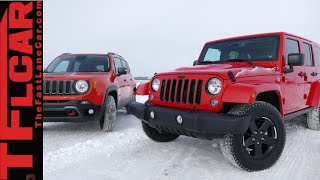 2015 Jeep Renegade Trailhawk vs Wrangler Off-Road Snowy Mashup Review