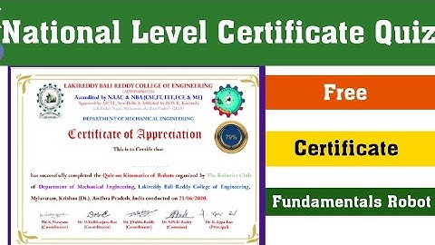 NATIONAL LEVEL ONLINE  QUIZ ON FUNDAMENTAL OF ROBOTICS l ONLINE CERTIFICATE QUIZ l ENGINEERINGQUIZ