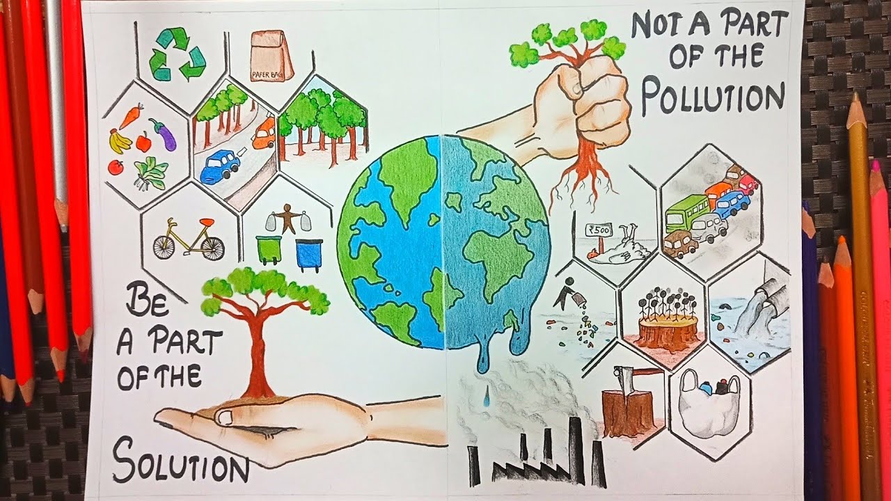 HOW TO DRAW WORLD ENVIRONMENT POSTER/WORLD ENVIRONMENT DAY DRAWING/ENVIRONMENT  DRAWING STEP BY STEP - YouTube