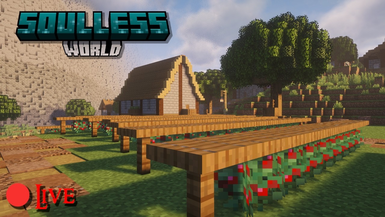 Expanding My MEDIEVAL Town! (Part 6) :: Soulless World Livestream #minecraft