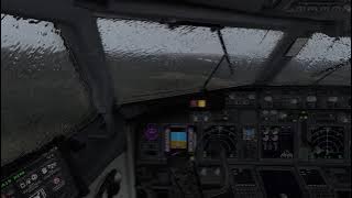 Extreme scary stormy 737 Landing with HEAVY RAIN | X-Plane 11