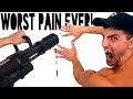 Minigun VS My Fingernails *WORST PAIN I'VE EVER FELT* | Bodybuilder VS Crazy Airsoft Challenge