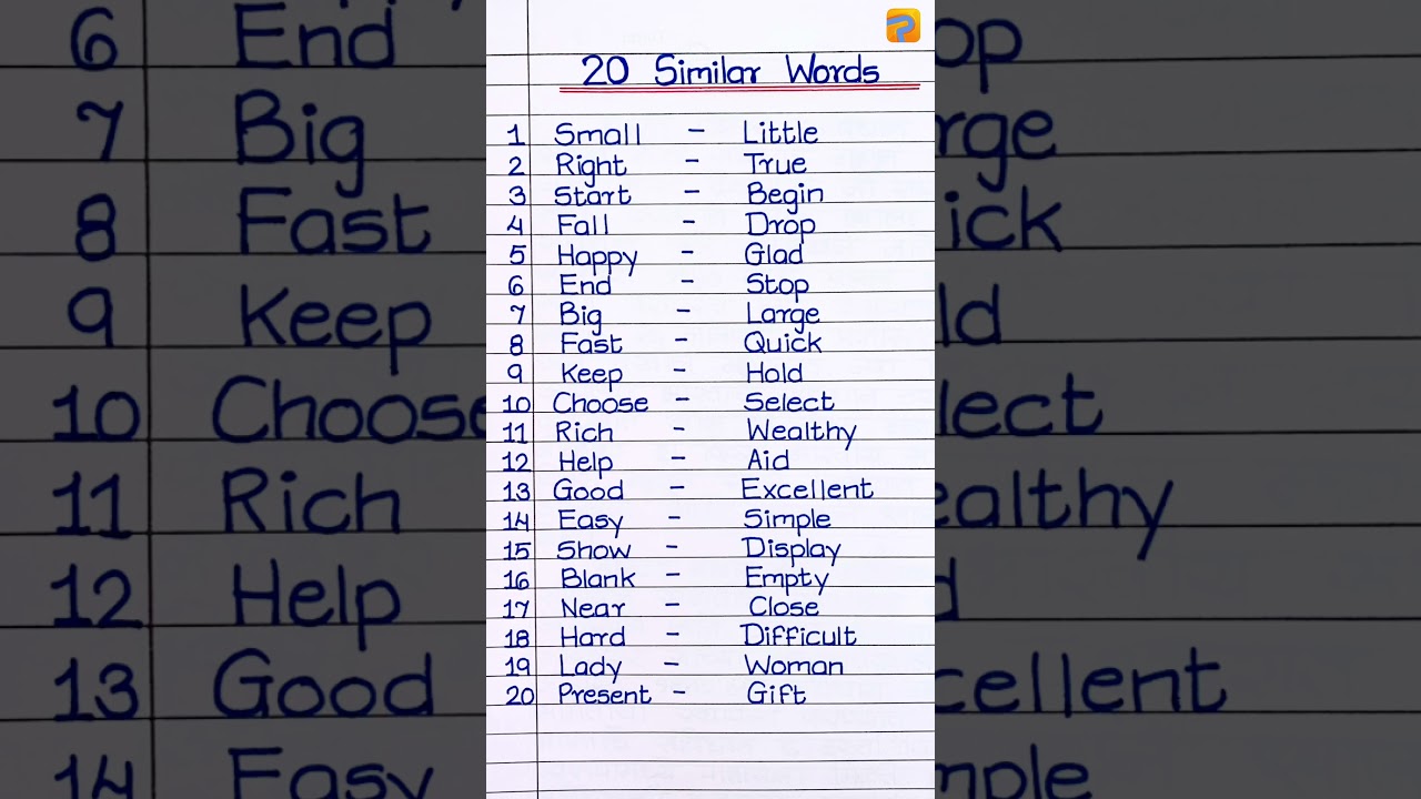 Similar words | Similar Words in English | Synonyms words | Similar word | Samaan arth wale shabd