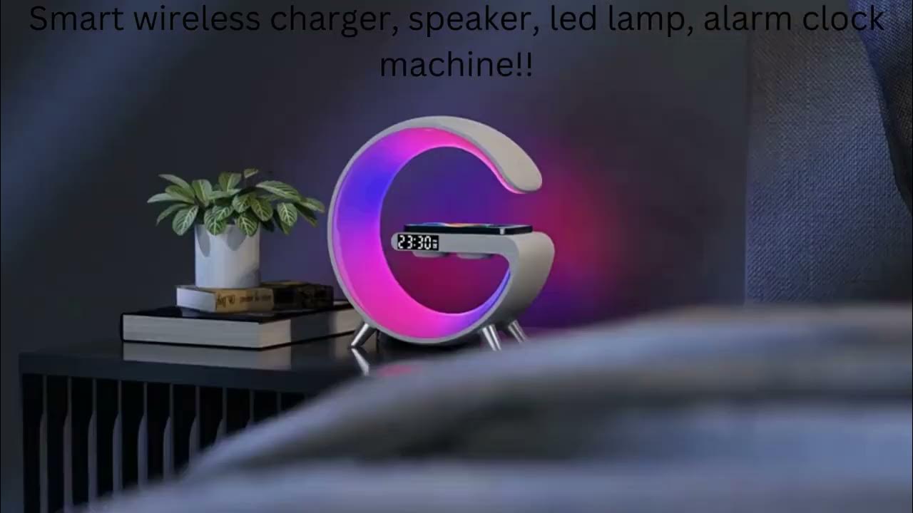 Smart wireless charger, speaker, led lamp, alarm clock machine!! YouTube