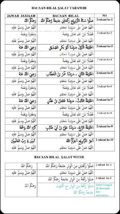 bacaan bilal tarawih 23 rakaat lengkap nbacaan bilal tarawih