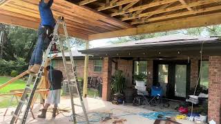 Cedar Plank Ceiling Install