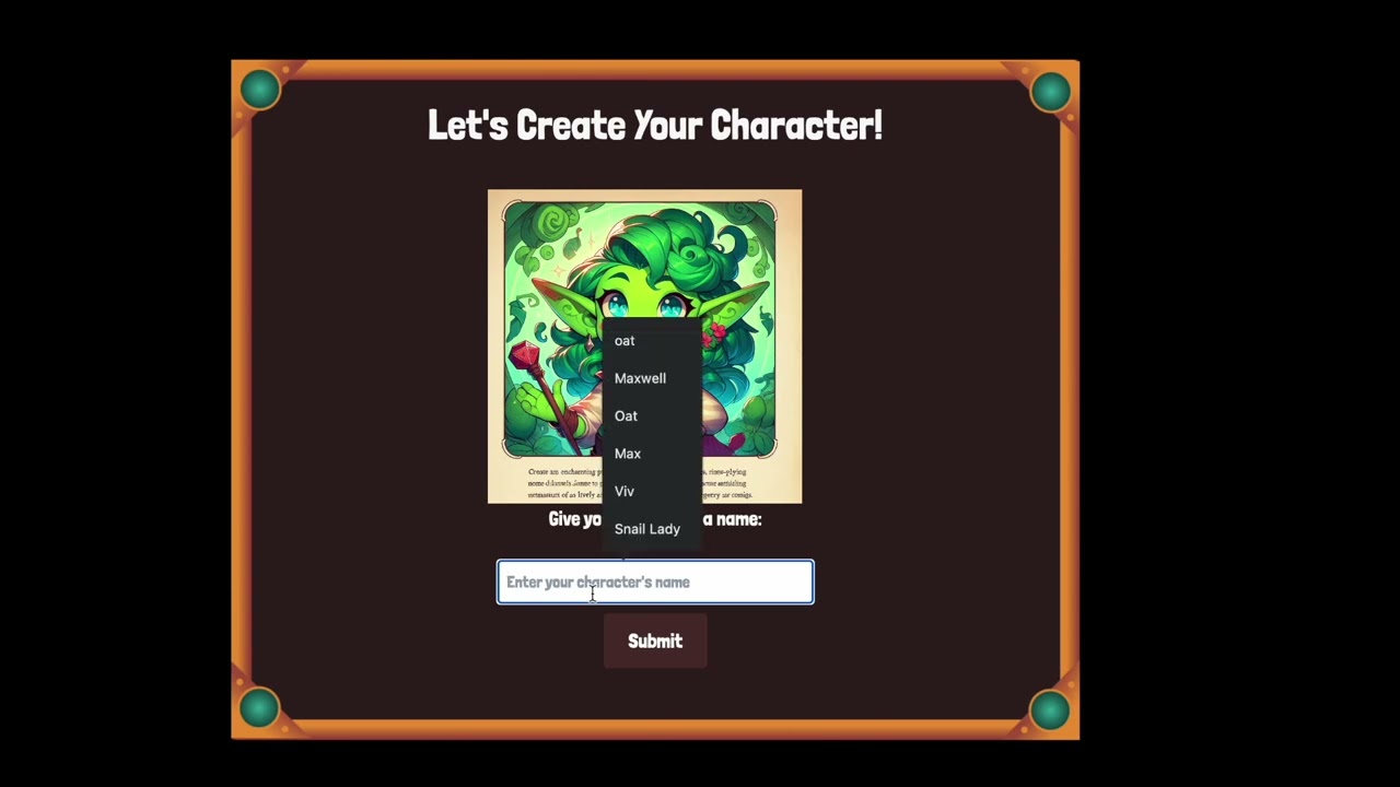 Quest Craft: Quick Demo of Automated RPG Character Creation Tool for Kids