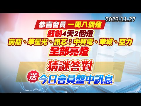 '23.11.27【股市最錢線】猜謎答對送今日會員盤中訊息