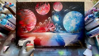 Alien Fortress - SPRAY PAINT ART -by Skech