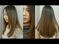 long hair cut U shape ตัดผมยาวตัว ยู