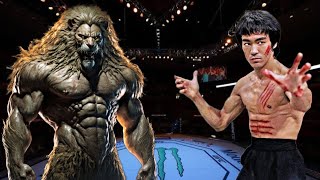 BRUCE LEE VS LION 😱🔥😰*SHOCKING* (EA SPORTS UFC 4) UFC KNOCKOUTS | BRUCE LEE FIGHT | UFC 2023 | 8K