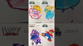 Drawing Rosalina, Peach, Lily, Mario in different Levels #drawing #art #shorts #howtodraw