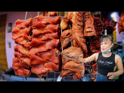 Video Chị gái bán mũi heo nướng than da giòn rụm ngon lạ... - youtube