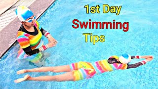 Swimming For Beginners Day1|Females Swimming Tips For Beginners |How To Learn Swim For Beginner Tips