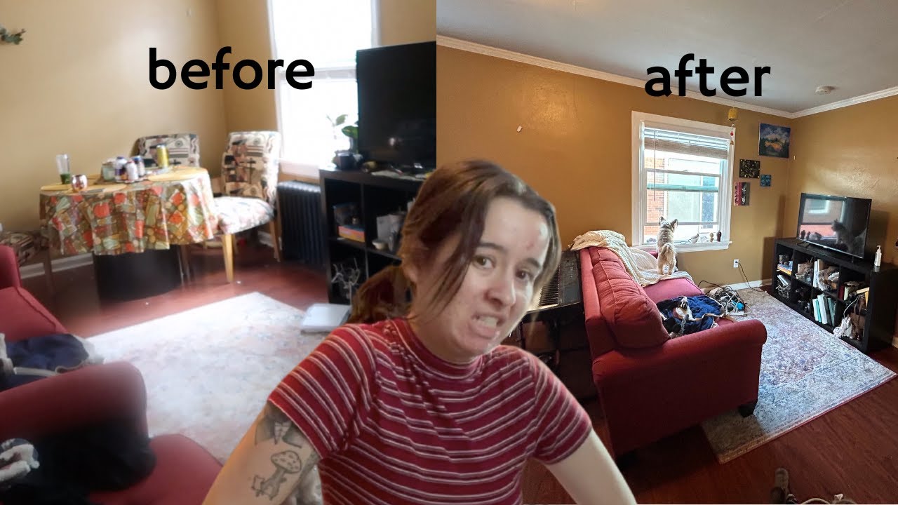 cleaning and rearranging my living room - YouTube