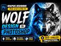Beginner से Pro बनो 🔥  Wolf Design in Photoshop (Hindi + English) StepbyStep Graphic Design Tutorial