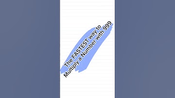 The FASTEST way to Multiply a Number with 999- Part 1