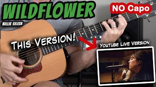 "WILDFLOWER" - Billie Eilish Guitar Lesson for Beginners | NO CAPO!  (Chords & Strumming Explained)