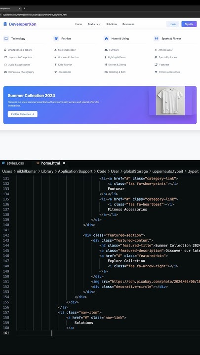Mega Menu HTML & CSS | Sleek Navbar with Mega Dropdown #shorts #short ...