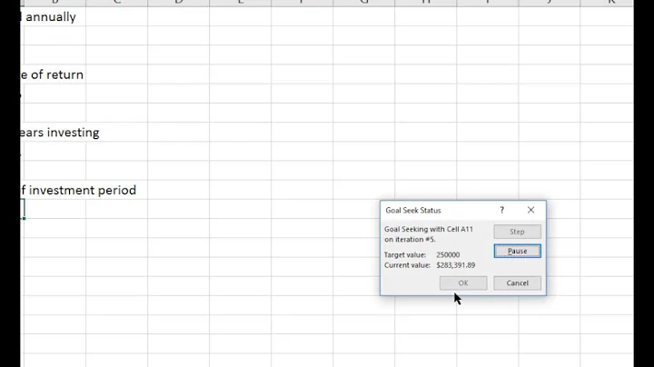 Excel - Future Value (FV) and goal seek