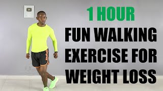 1 HOUR FUN Walking Exercise for Weight Loss/ Walk 7000 Steps 🔥 520 Calories 🔥