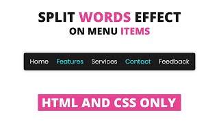 Cool Menu Hover Effect with HTML & CSS | Split Words Effect