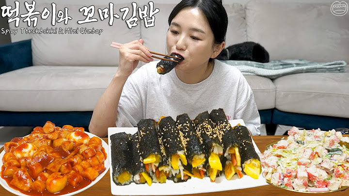 Real Mukbang:) Homemade Mini Gimbap & Spicy Tteokbokki ☆ Crab Meat Salad