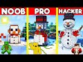 SNOWMAN House Build Battle In Minecraft - NOOB VS PRO CHALLENGE - Maizen Mizen Mazien Parody