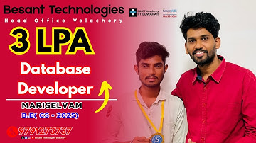 Database Developer Placement | 3 LPA | Besant Technologies Velachery | Student Success Story