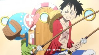 Luffy goes fishing while nearly starving to death